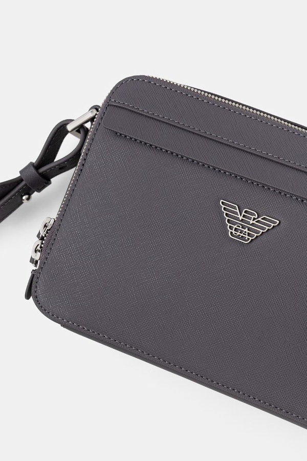 Сумка чоловіча зі штучної шкіри Emporio Armani колір сірий фото 4