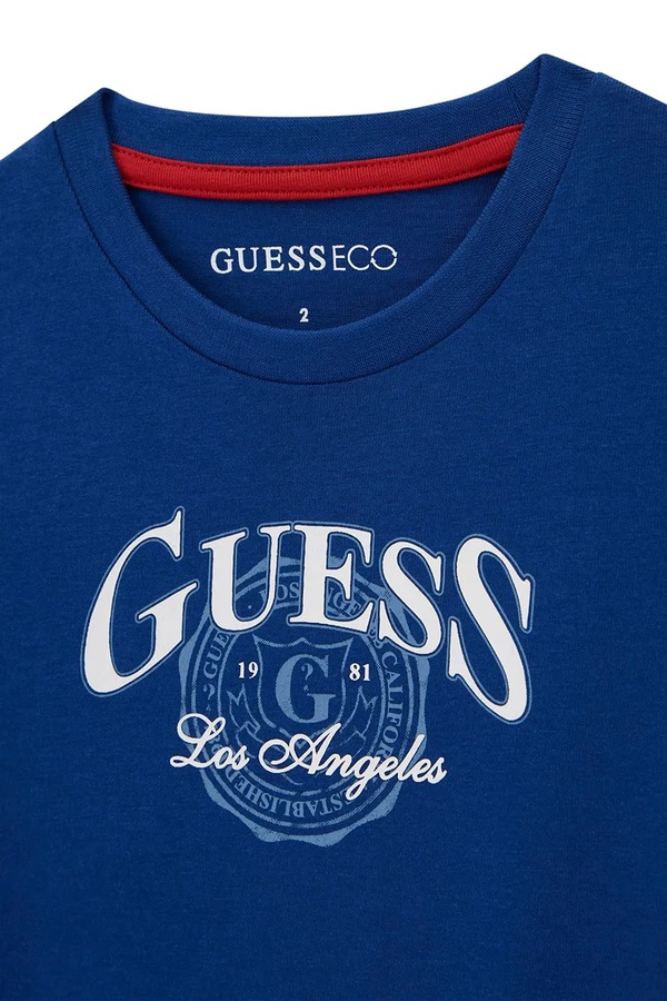 Футболка дитяча бавовняна Guess колір блакитний фото 3
