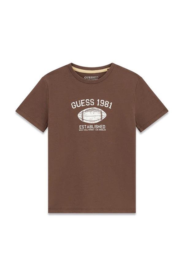 Футболка дитяча бавовняна Guess колір коричневий
