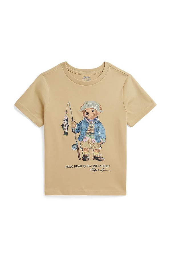 Футболка детская хлопковая Polo Ralph Lauren цвет бежевый фото 2