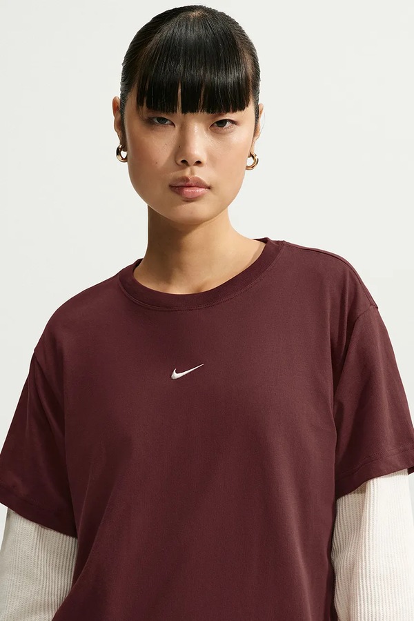 Футболка оверсайз жіноча бавовняна Nike Sportswear Classic колір коричневий фото 3