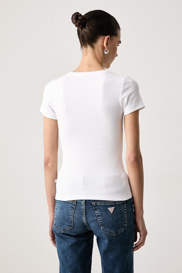 Футболка жіноча бавовняна з еластаном Guess Jeans колір білий фото 3