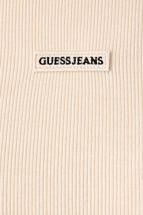 Футболка жіноча бавовняна з еластаном Guess Jeans колір бежевий фото 4