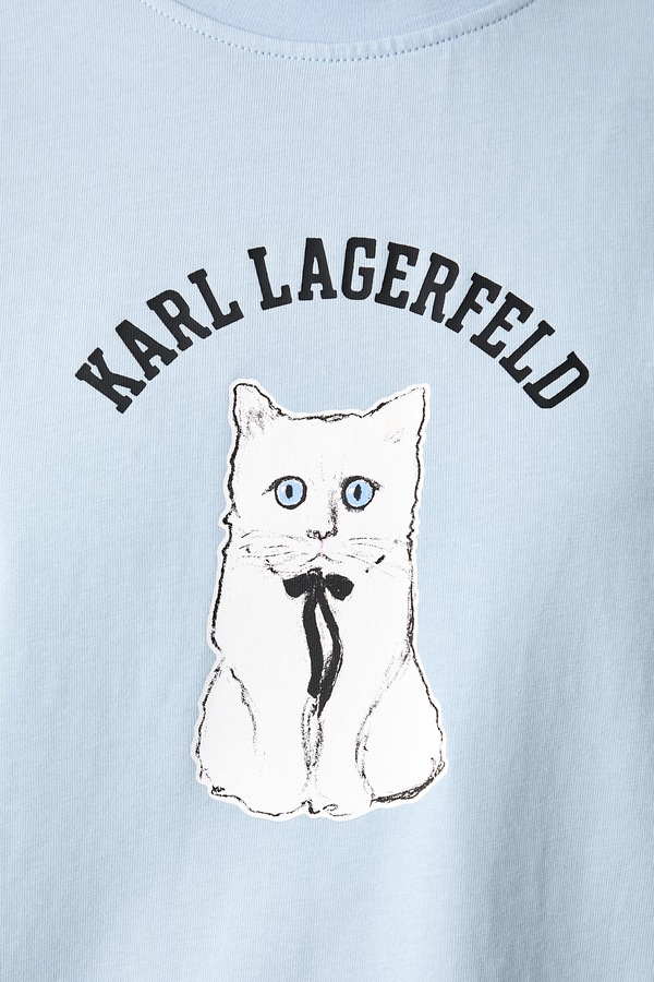 Футболка жіноча бавовняна з еластаном Karl Lagerfeld колір блакитний фото 4