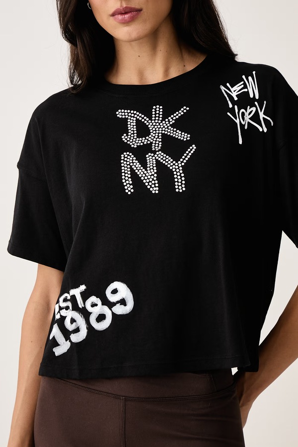 Футболка жіноча бавовняна DKNY колір чорний фото 4