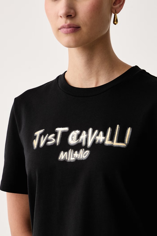 Футболка жіноча бавовняна Just Cavalli колір чорний фото 3