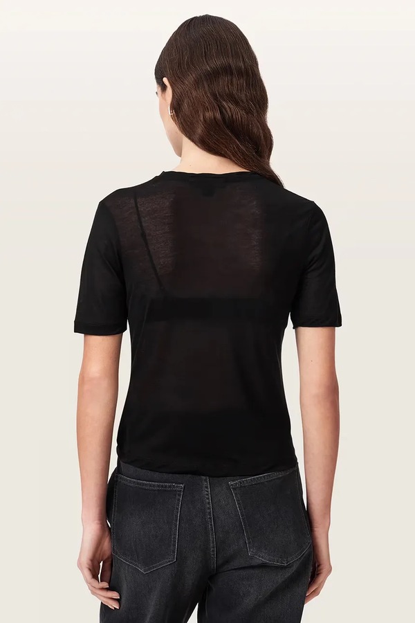 Футболка жіноча із модалу AllSaints ATHEA SHEER TEE колір чорний