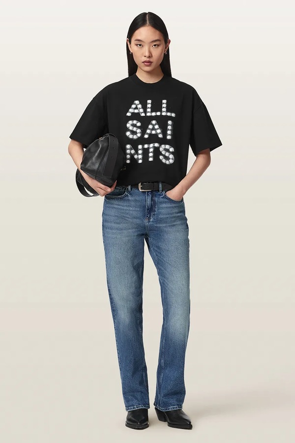 Футболка basic жіноча бавовняна AllSaints NEON ETTA TEE колір чорний фото 2