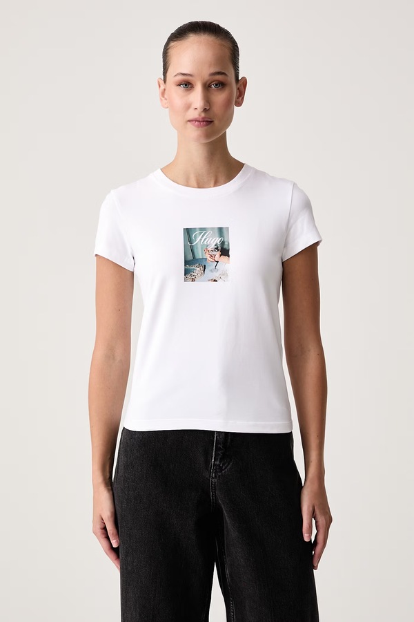 Футболка жіноча бавовняна з еластаном HUGO Blue 90's Tee_B_2 колір білий