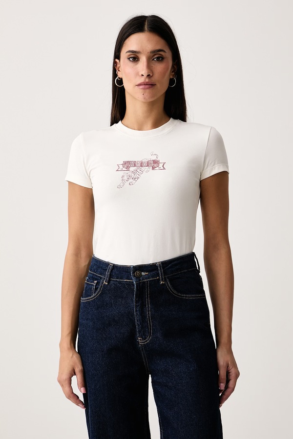Футболка жіноча з бавовною HUGO Blue 90's Tee_B колір бежевий