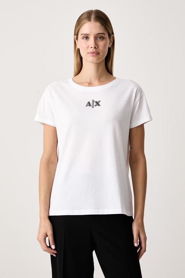 Футболка жіноча бавовняна з еластаном Armani Exchange колір білий