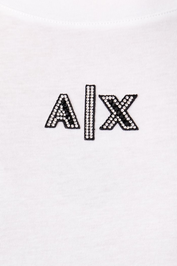 Футболка жіноча бавовняна з еластаном Armani Exchange колір білий фото 4