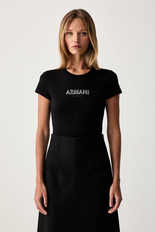 Футболка жіноча бавовняна Armani Exchange колір чорний