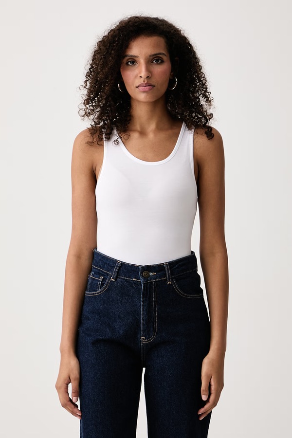Топ жіночий з модалем 2 шт. United Colors of Benetton колір білий фото 2