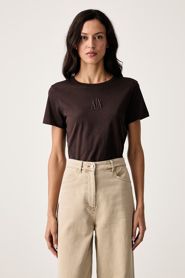 Футболка жіноча бавовняна Armani Exchange колір коричневий