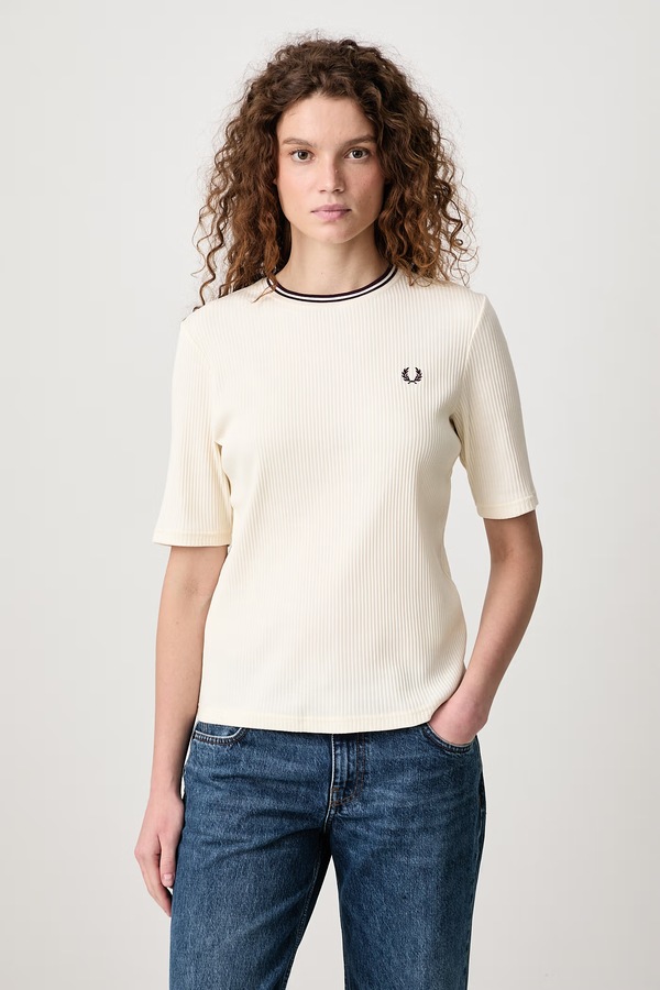 Футболка жіноча з бавовною Fred Perry колір бежевий