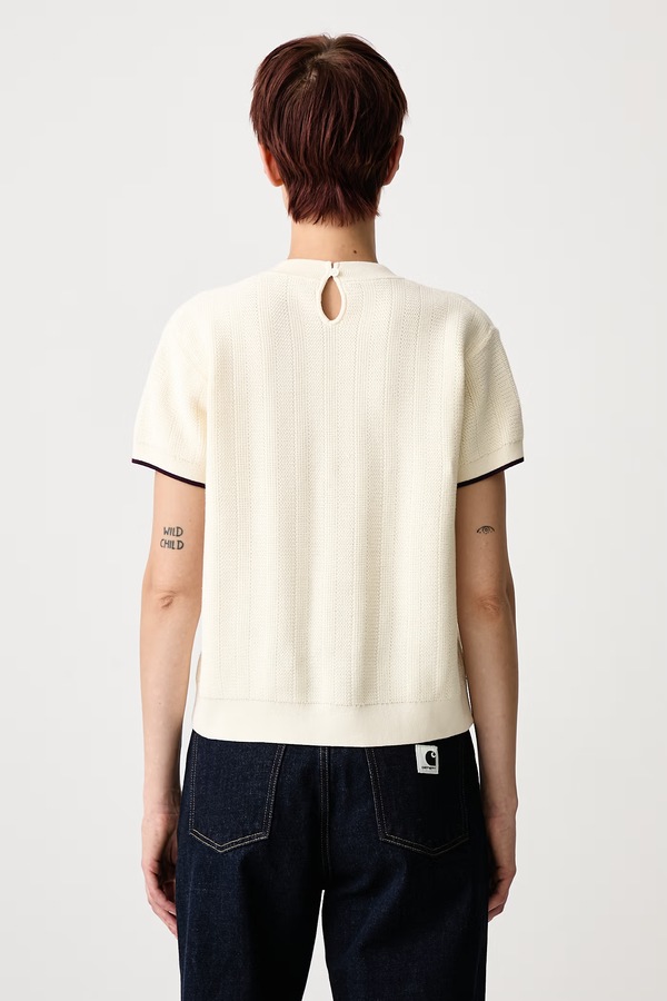 Свитер с короткими рукавами женский хлопковый Fred Perry цвет бежевый фото 2