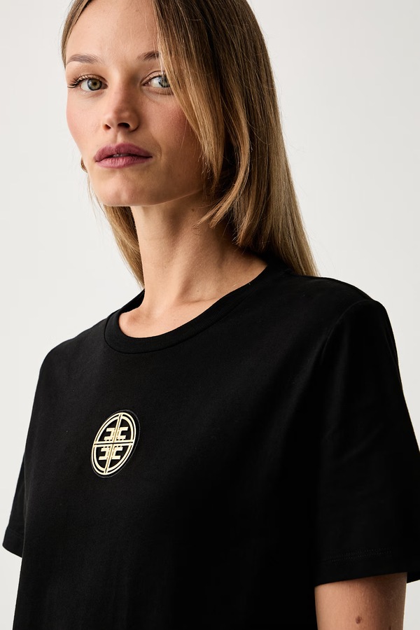 Футболка жіноча бавовняна Elisabetta Franchi колір чорний фото 4
