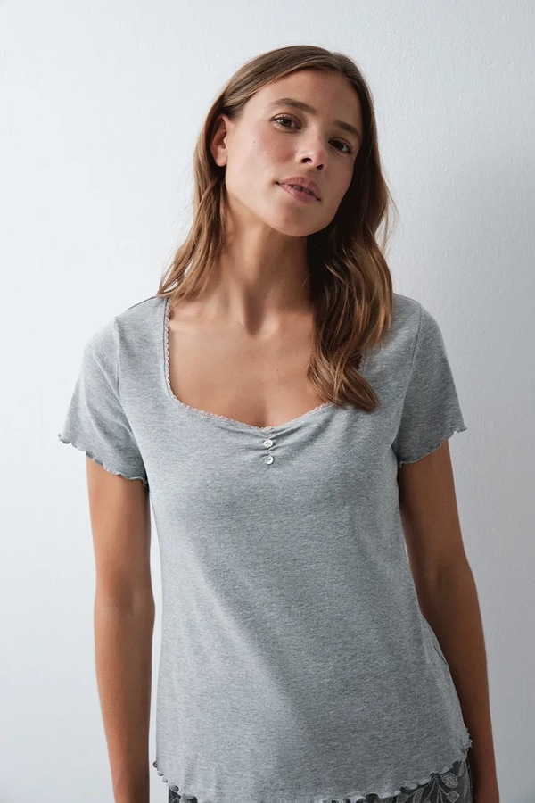 Футболка loungwear женская хлопковая с эластаном women'secret цвет серый