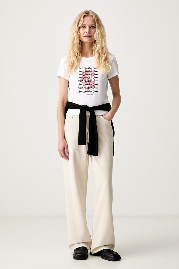 Футболка женская с хлопком Karl Lagerfeld Jeans цвет белый
