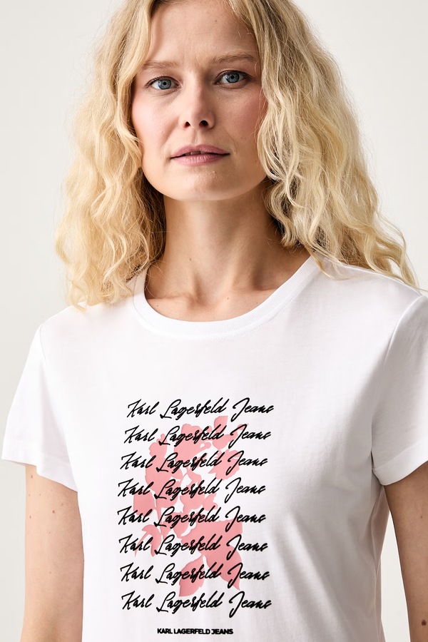 Футболка жіноча з бавовною Karl Lagerfeld Jeans колір білий фото 4