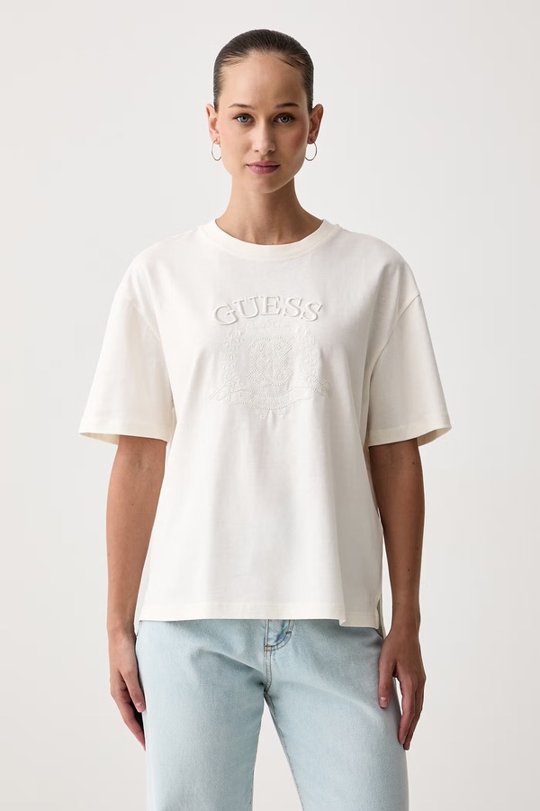 Футболка жіноча бавовняна Guess SIBILLA колір бежевий