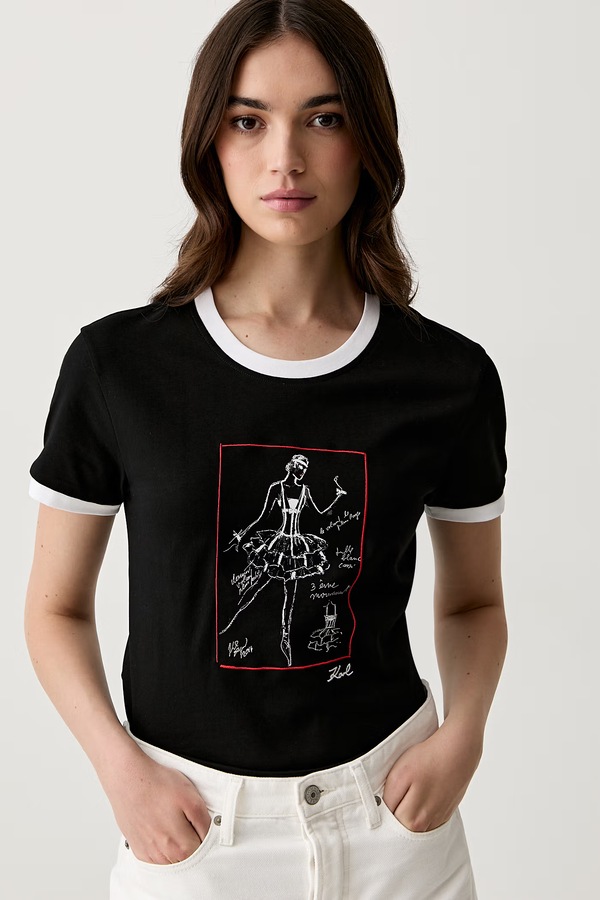 Футболка жіноча бавовняна Karl Lagerfeld колір чорний фото 4
