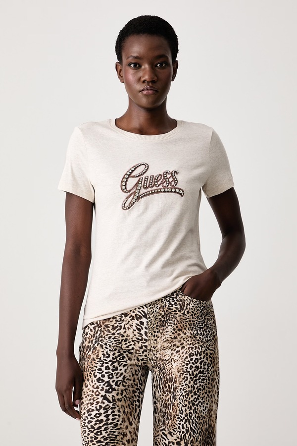 Футболка жіноча бавовняна Guess колір бежевий