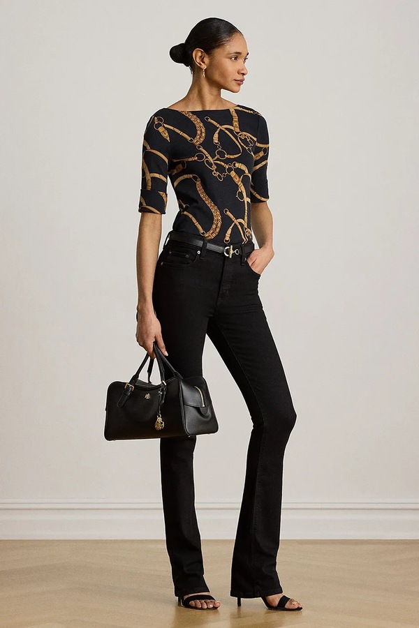 Футболка жіноча бавовняна з еластаном Lauren Ralph Lauren колір чорний фото 2