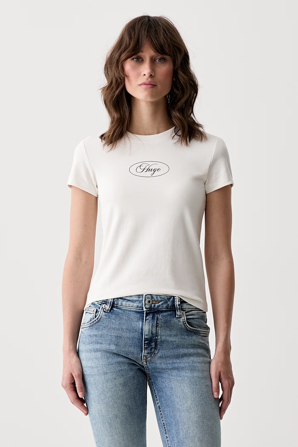 Футболка жіноча бавовняна з еластаном HUGO Blue 90's Tee_B_1 колір бежевий