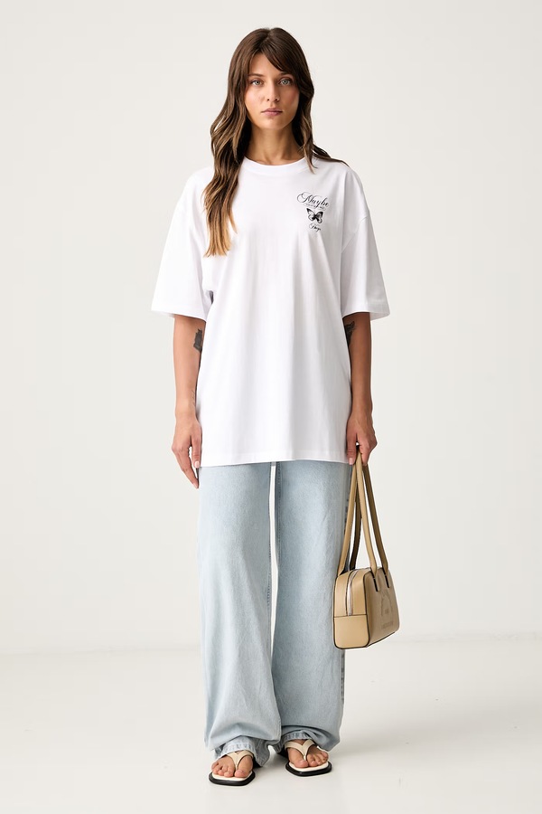 Футболка женская хлопковая HUGO Blue Oversized Tee_B_15 цвет белый