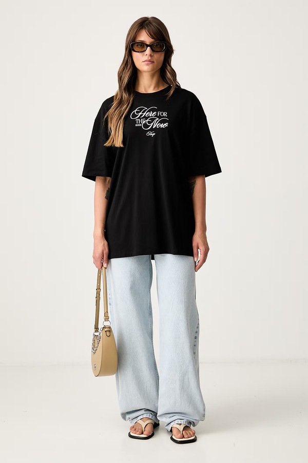 Футболка женская хлопковая HUGO Blue Oversized Tee_B_15 цвет черный
