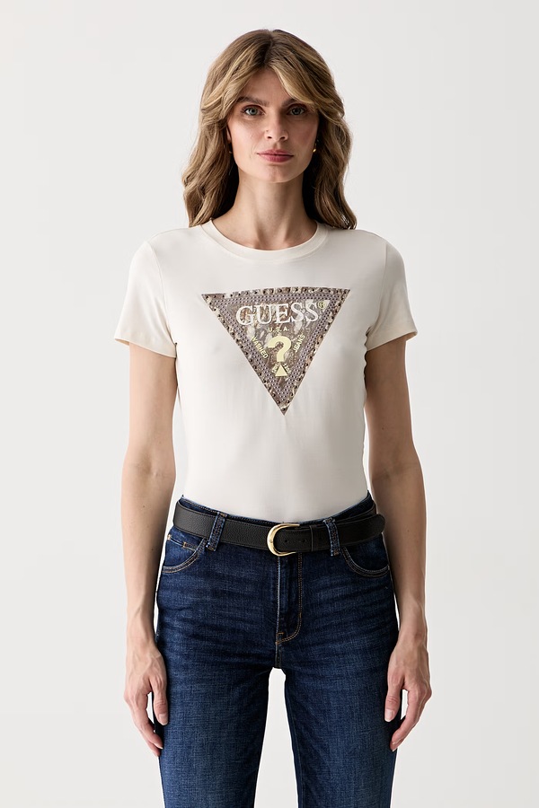 Футболка жіноча бавовняна з еластаном Guess колір бежевий