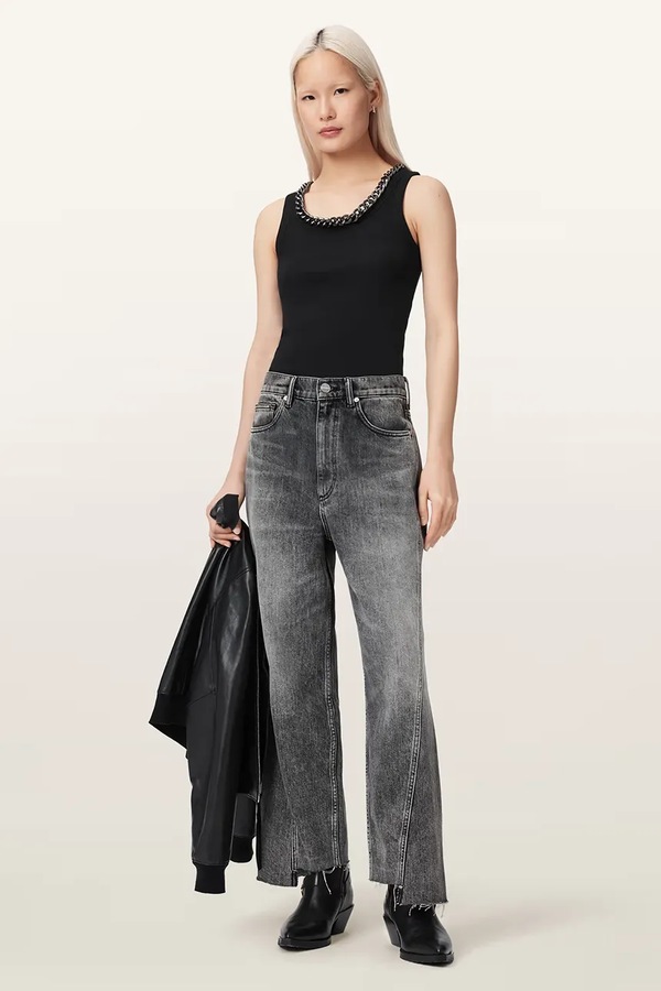 Топ жіночий з бавовною AllSaints LUCY колір чорний фото 2