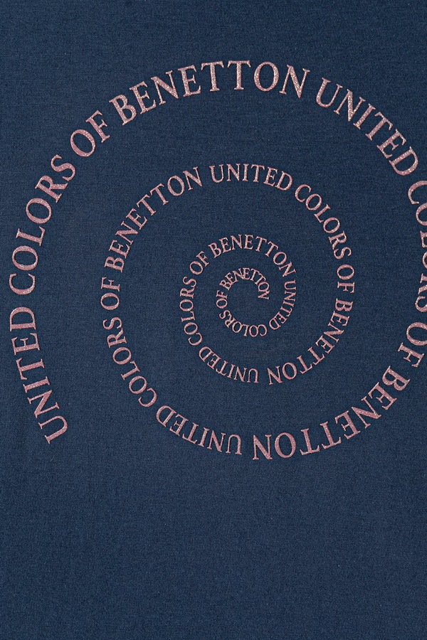 Футболка детская хлопковая United Colors of Benetton цвет темно-синий фото 2