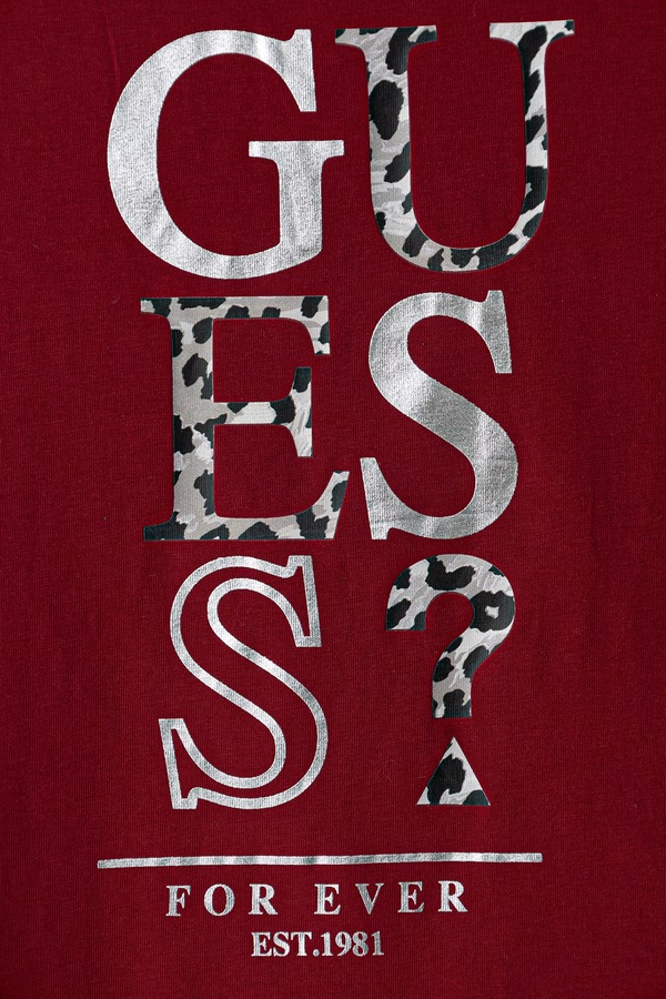 Футболка детская хлопковая с эластаном Guess цвет бордовый фото 2