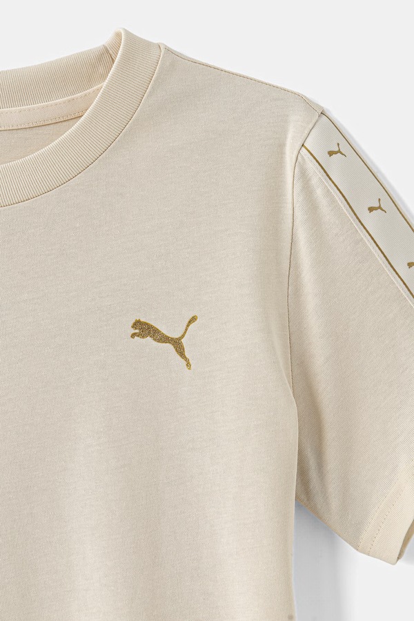 Футболка дитяча з бавовною Puma ESS TAPE Tee колір бежевий фото 2