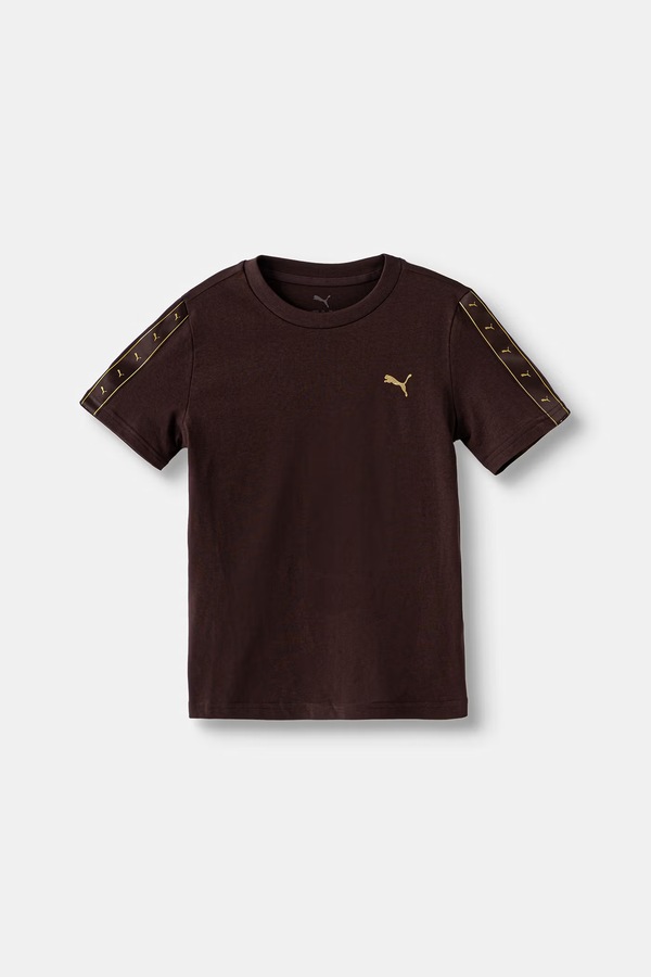Футболка дитяча з бавовною Puma ESS TAPE Tee колір коричневий