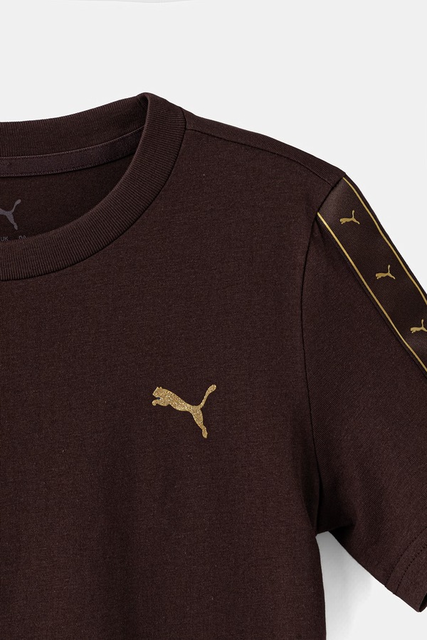 Футболка дитяча з бавовною Puma ESS TAPE Tee колір коричневий фото 2