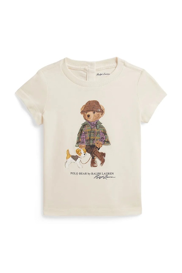 Футболка для немовлят бавовняна Polo Ralph Lauren колір бежевий