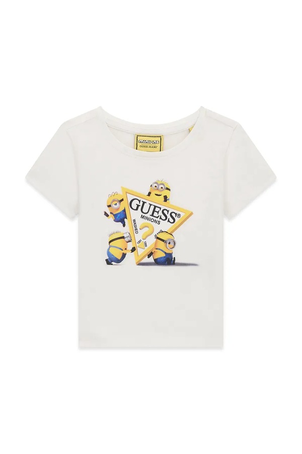 Футболка дитяча з бавовною Guess GJ X MINIONS колір білий