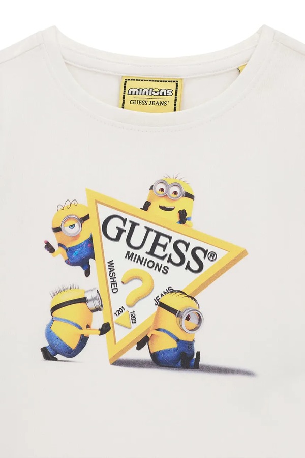 Футболка детская с хлопком Guess GJ X MINIONS цвет белый фото 2