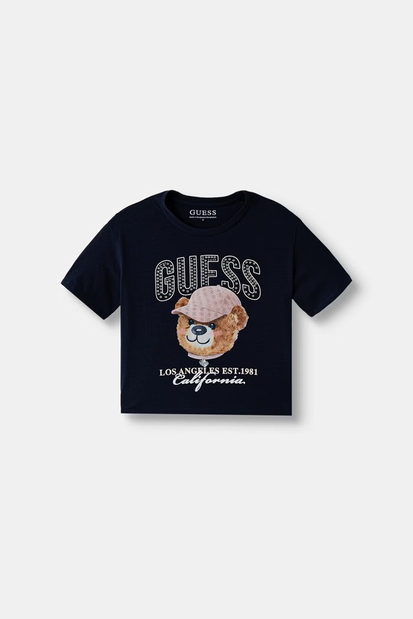 Футболка дитяча бавовняна з еластаном Guess колір темно-синій
