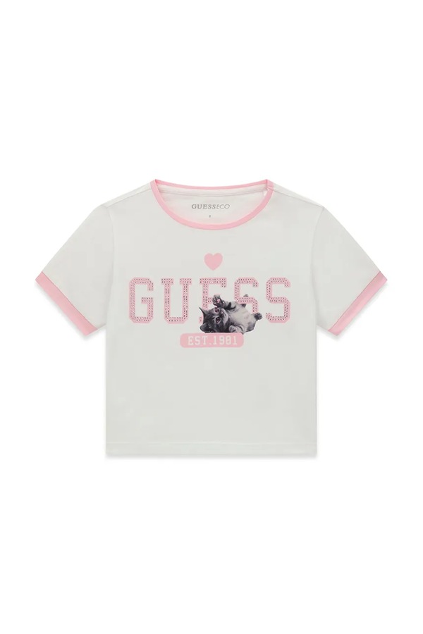 Футболка дитяча бавовняна з еластаном Guess колір білий
