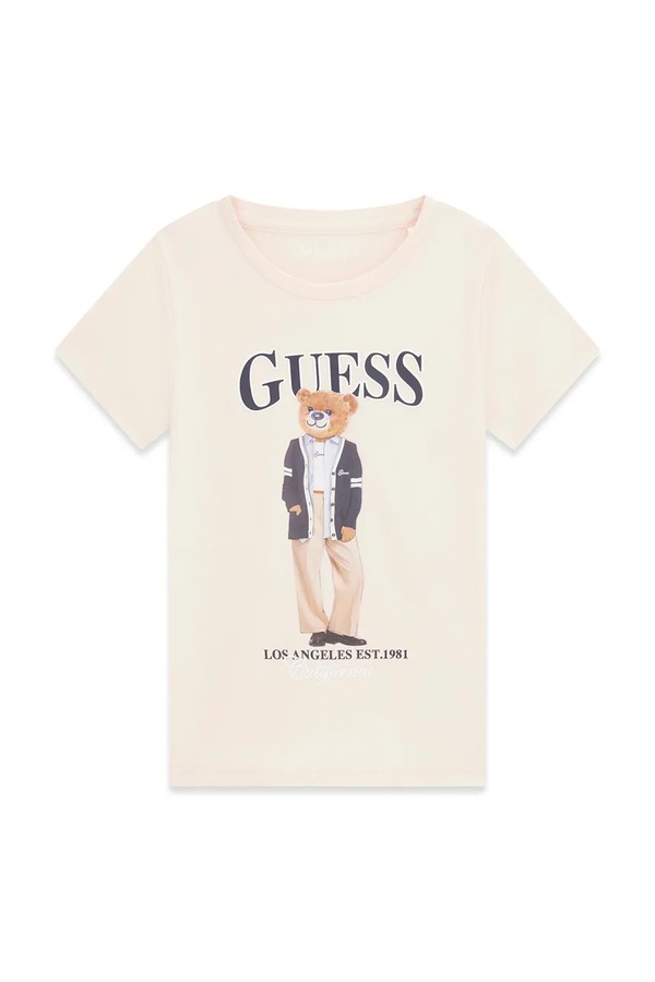 Футболка дитяча бавовняна з еластаном Guess колір рожевий