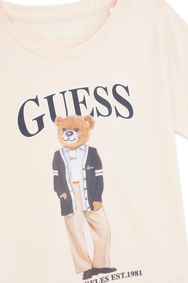 Футболка дитяча бавовняна з еластаном Guess колір рожевий фото 2