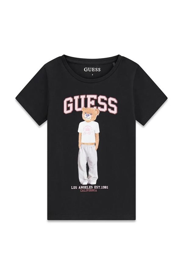 Футболка дитяча бавовняна з еластаном Guess колір чорний