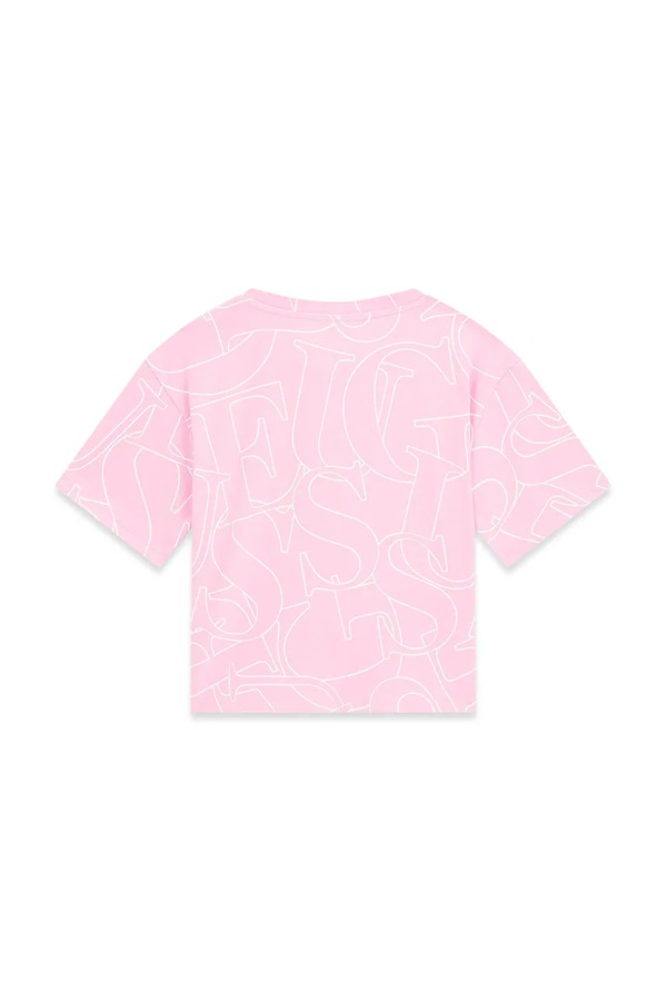 Футболка дитяча бавовняна з еластаном Guess колір рожевий