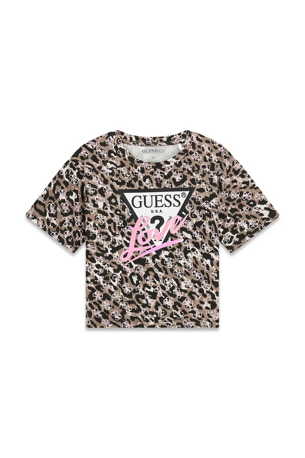 Футболка дитяча бавовняна з еластаном Guess колір бежевий