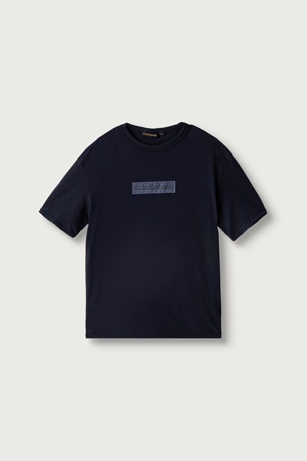 Футболка дитяча бавовняна Napapijri S-NEW BOX LOGO SS колір темно-синій